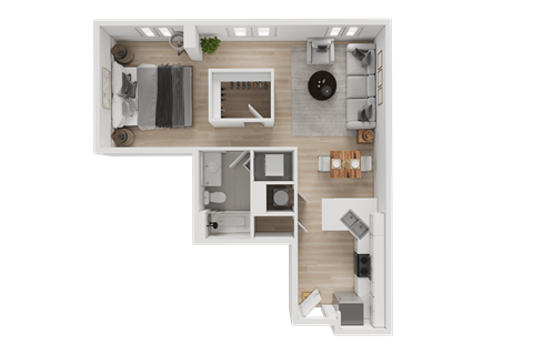 Floor plan for studio, 1 bath, 699 sqft